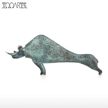 

Tooarts statue modern Rhinoceros Sculpture Handmade Bronze Statues Decorative Tabletop Rhinoceros Ideal Gift for Home Decoration