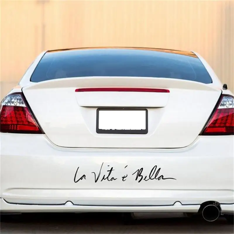 Автомобильная наклейка Life is Beautiful LA VITA E BELLA отражающая надпись на ствол окна