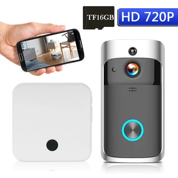 

WiFi Smart HD 720P Visual Intercom Recording Video Door Phone Remote Monitoring Built-in 16G TF Card with 1pcs Doorbell Chime