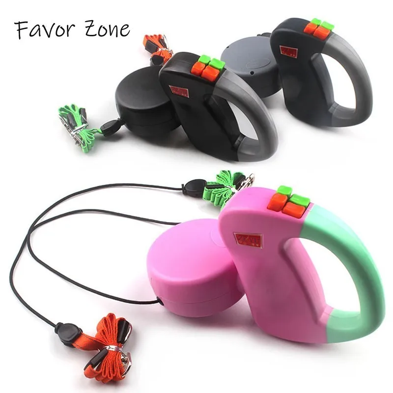 

3m Length Nylon Double Heads Dog Leash Automatic Retractable Reflective Puppy Traction Rope Small Medium Large Pets Accessories