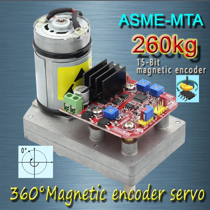 

Free shipping ASME-MTA (260kg.cm) non-contact magnetically encoded high torque servo 15-Bit resolution 32-bit MCU
