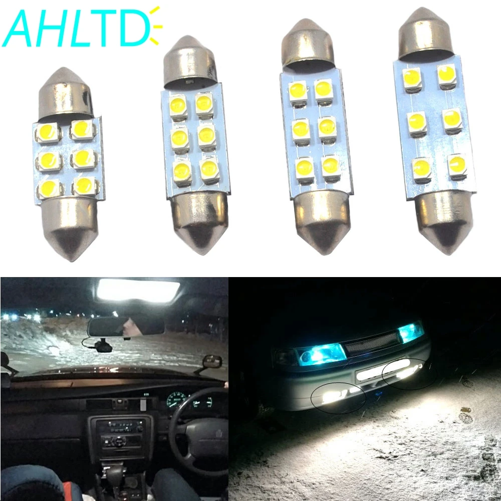 

Hviero 2pcs Car led festoon light c5w 3528 1210 6 SMD led 6smd 31MM 36MM 39MM 41mm Auto led Boot bulbs Dome License plate Light
