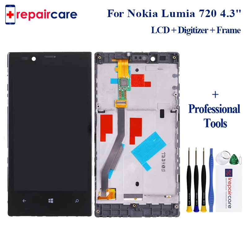 100% протестированный ЖК-дисплей для Nokia 720 сенсорный ЖК-экран в сборе 4 3 дюйма Lumia