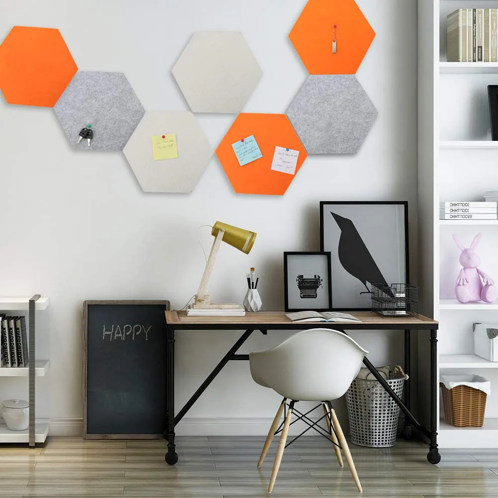 

5Pcs/Set Hexagon Felt Board Hexagonal Felt Wall Sticker Multifunction 3D Decorative Home Message Board Self-Adhesive Kids