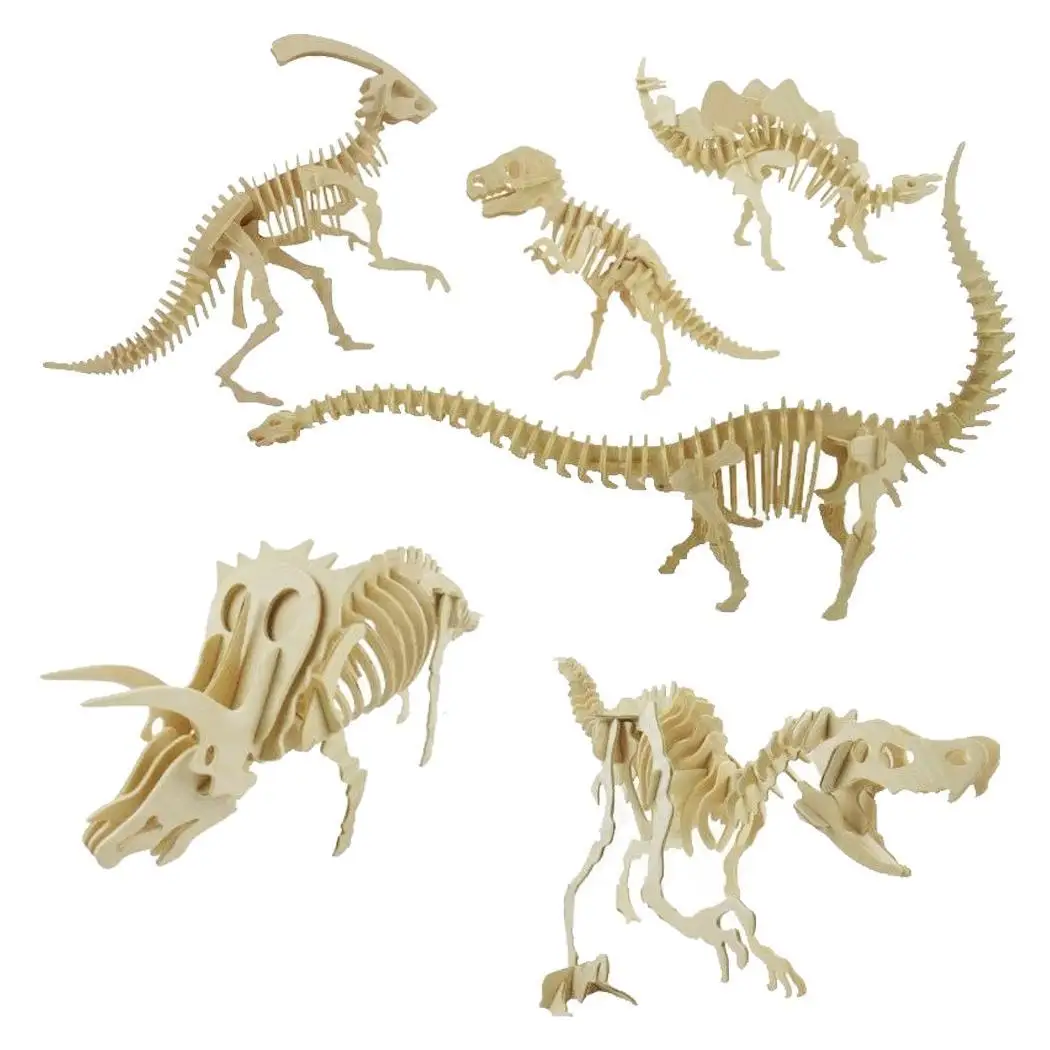 

3D Years Wooden Dinosaur Model Puzzle Assembly Kids Picture Simulation Toy Animal