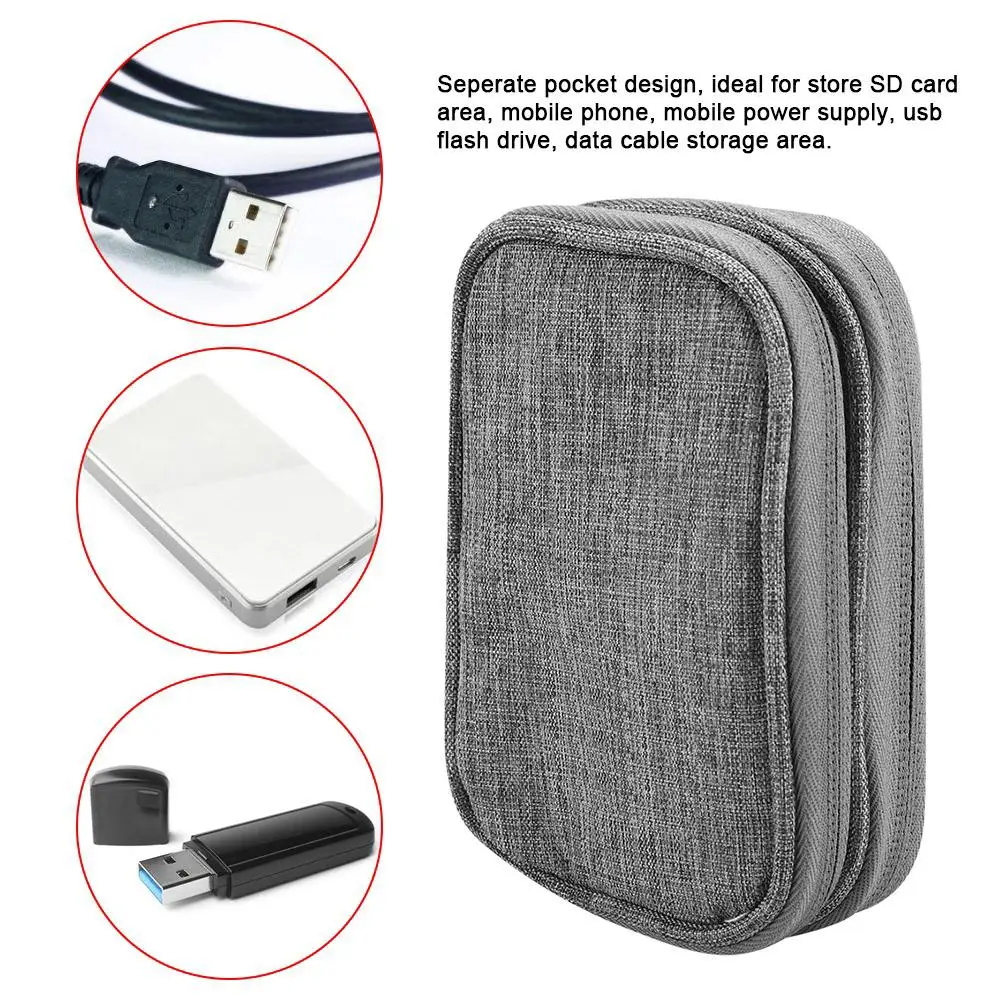 Zerodis Portable Digital Power Bank Storage Bag Data Cable U Disk Pouch Travel Pack | Дом и сад