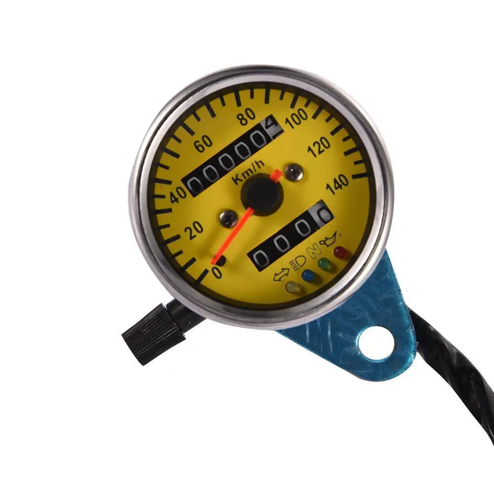

Universal Motorcycle LED Indicator Speedometer Odometer Gauge Scooter Backlit Dual Speed Meter DC 12V 0~140km/h