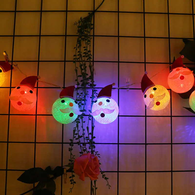 

LED Santa Claus String Light Smiley Face Cotton Ball Fariy String Light 1.5M/3M for Indoor Christmas Tree Decorations