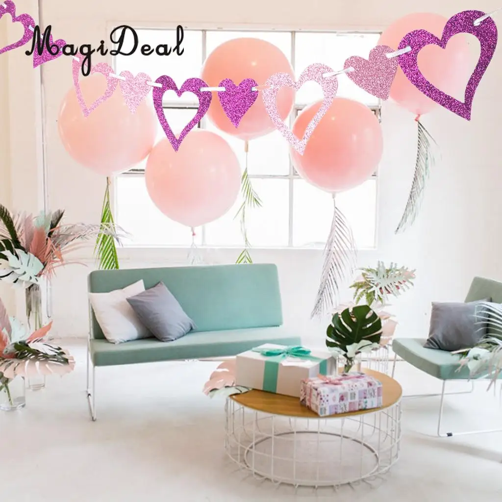 

fityle Glitter Felt Heart Garland Banner Wedding Birthday Party Decoration Props