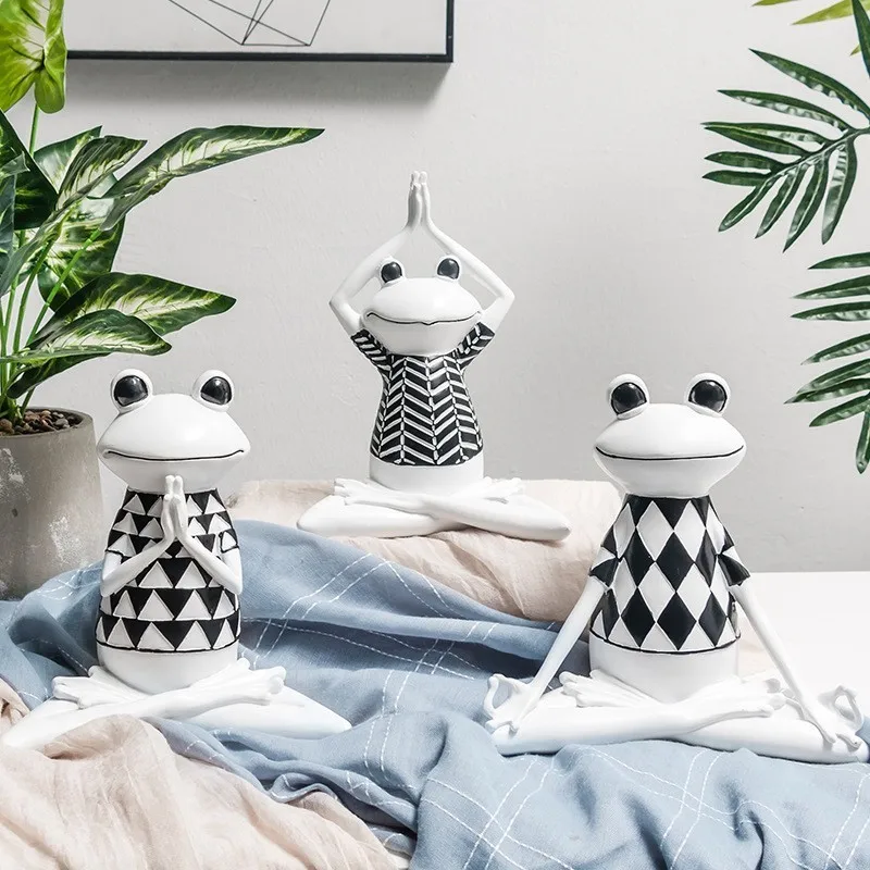 

Ins Nordic Style Yoga Frog New Arrivals Resin Frog Creative Gift Living Room Wine Cabinet TV Home Decoration Recommend Hot