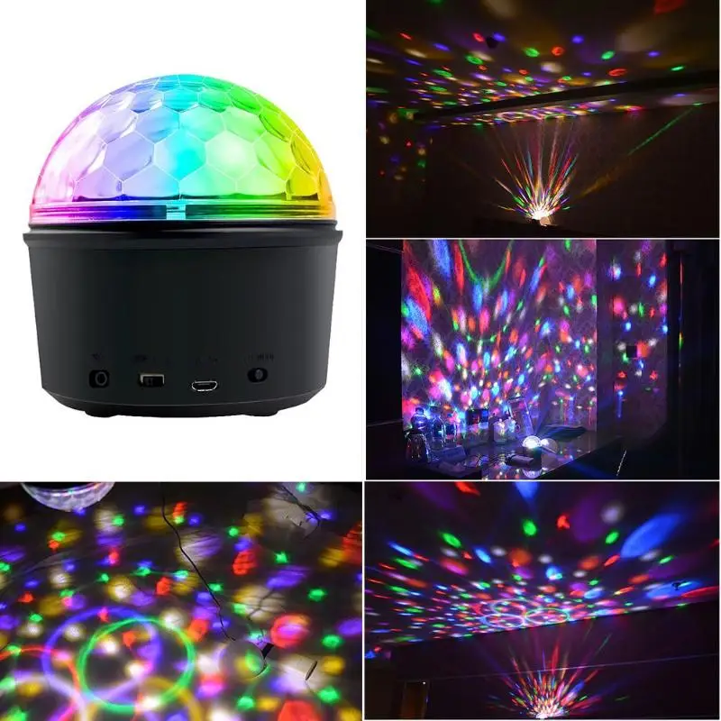 

Remote Control Bluetooth Speaker Crystal Magic Rotating Disco Ball LED Light 9 Color Stage KTV Lamp Birthday Party Supplies