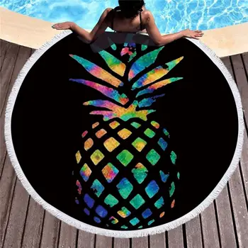 

2019 Pineapple Towel Beach Round Flamingo Tassel Microfiber Beach Towels Summer Sunbath Polyester Bath Towel Serviette De Plage