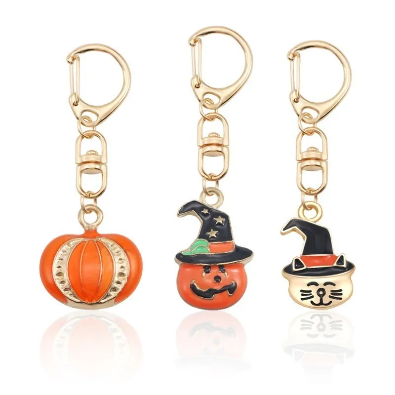 

Neo-Gothic Halloween Keychains Pumpkin Ghost Hat Cat Key Chain For Women Punk Mens Keyrings Unisex Jewelry Children's Gift