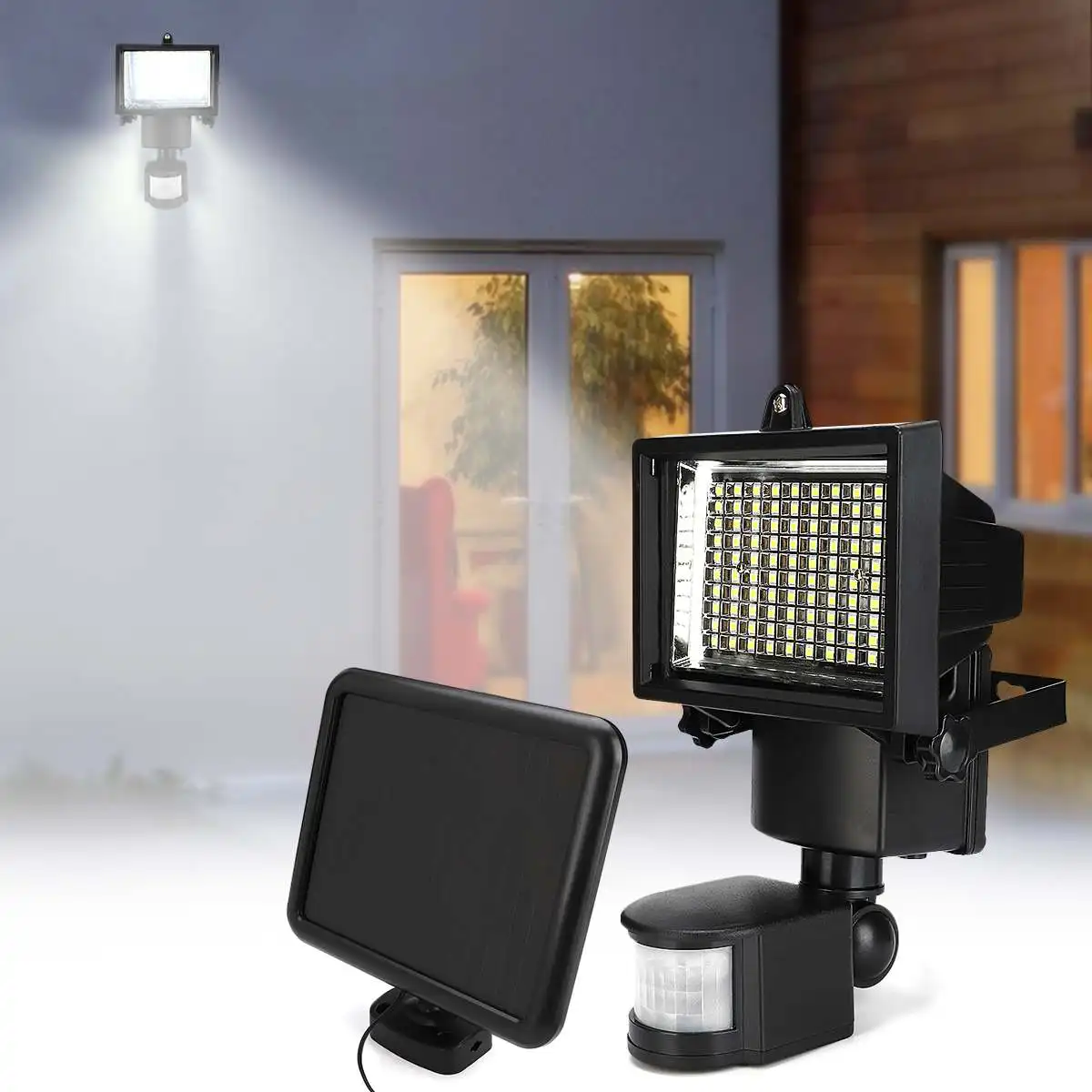 

New 100 LED Solar Wall Light Flood Light PIR Motion Sensor Solar LED Lamp Outdoor Floodlight Garden Security Waterproof