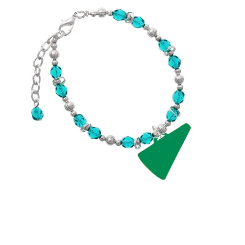 Acrylic 1.25&quot Green Megaphone Teal Beaded Bracelet |