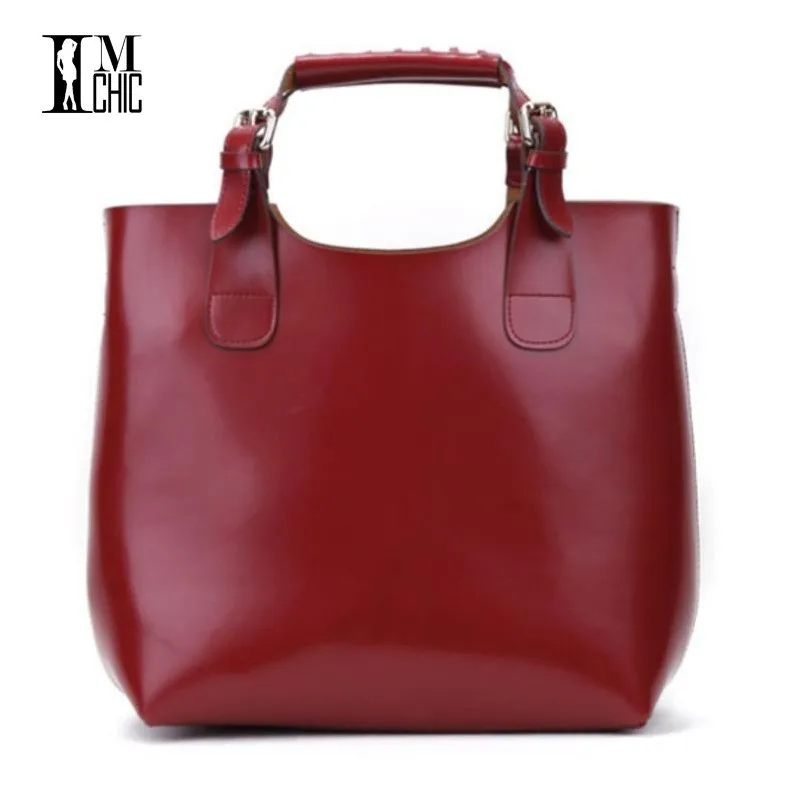 

Split Leather Bucket Women Tote Bags Luxury OL Women Shoulder Handbags Vintage Oil Leather Tablets Top Handle Bag