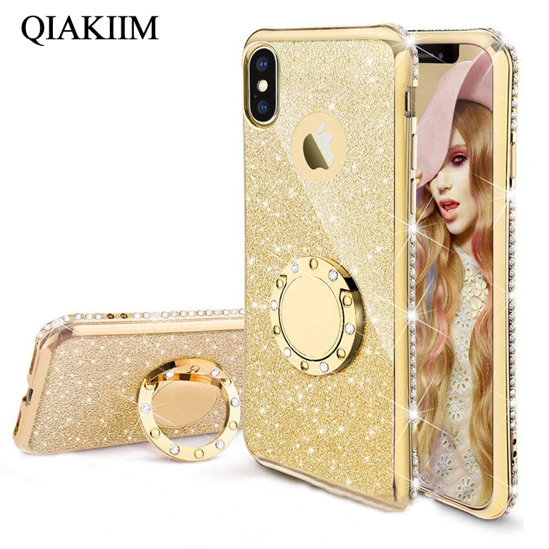 Блестящий Мягкий чехол из ТПУ с бриллиантовым покрытием для iPhone 11 12 XS Max XR X 6S 6 7 8 Plus