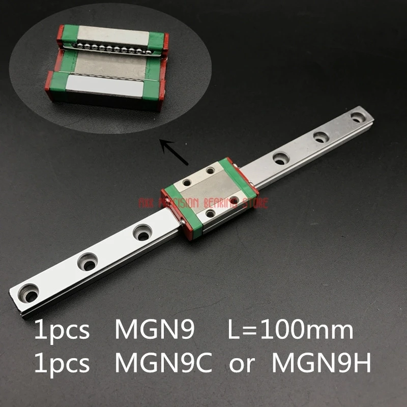 

AXK Cnc Router Parts Linear Rail 9mm Linear Guide Mgn9 L= 100mm Rail Way + Mgn9c Or Mgn9h Long Carriage For Cnc X Y Z Axis