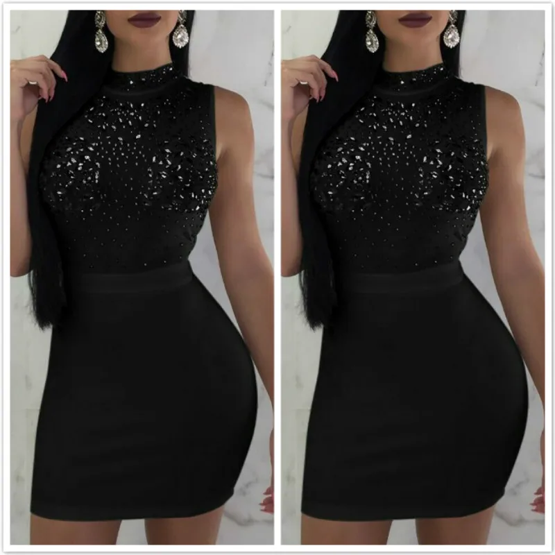 Женское летнее платье без рукавов сексуальные Модные Bodycon Открытое вечерние
