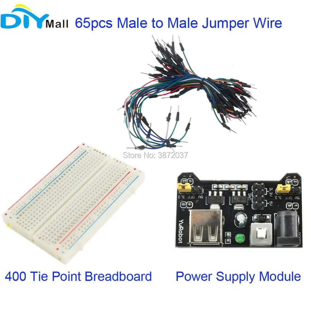 

400 Tie Point Breadboard Power Board 65pcs Male to Male Jumper Wire for Arduino