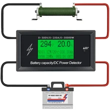 100А 300 В счетчик электроэнергии постоянного тока мониторинг энергии 8 в 1 Измерение напряжения+ ток+ мощность+ батарея+ Сопротивление+ температура+ время+ энергия