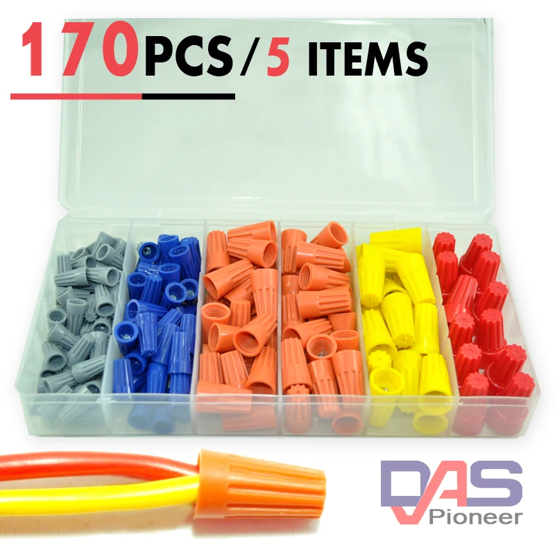 214 PIECE WIRE CONNECTOR ASSORTMENT MADE IN USA TWIST ON CONICAL CONNECTORS