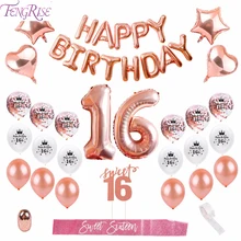 FENGRISE Rose Gold Birthday Party Decorations Adult 16th Happy Birthday Balloons Sweet 16 Party Decorations 16 Birthday Decor FENGRISE Rose Gold Birthday Party Decorations Adult 16th Happy Birthday Balloons Sweet 16 Party Decorations 16 Birthday Decor