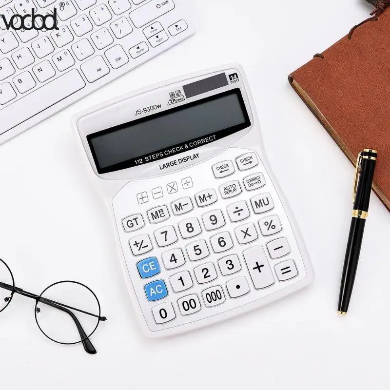VODOOL 14 أرقام حاسبة 2in1 الشمسية الإلكترونية حاسبات سطح المكتب مكتب أداة المزدوج إمدادات الطاقة المحمولة Calculatrice