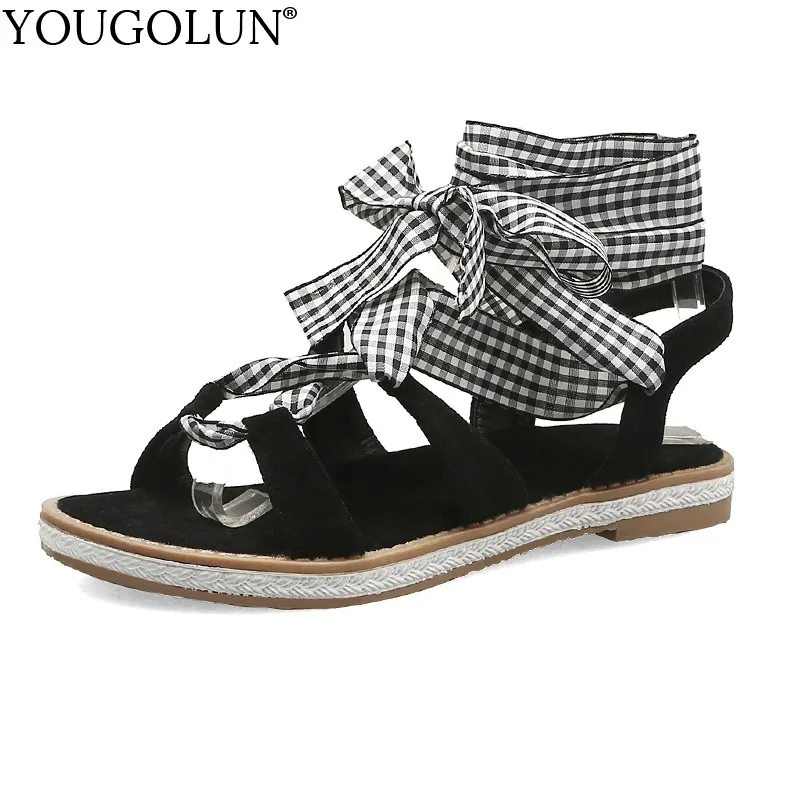 

Gladiator Flat Sandals Women New Summer C140 Ladies Ankle Strap Roman Sandal Fashion Woman Apricot Black Brown Open Toe Shoes