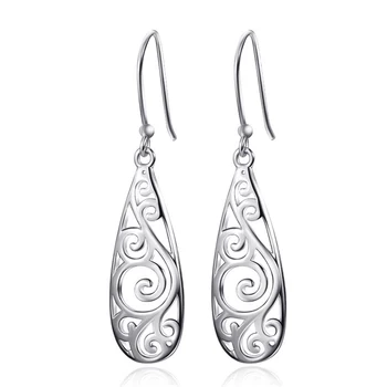 

Sinya 925 Sterling Silver Filigree Teardrop Hoop Earrings for mother wife girl women brithday 2016 hot sale