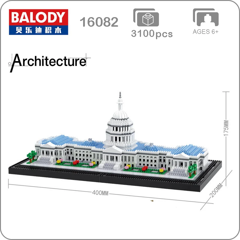 

16082 World Famous Architecture Capitol Congress Model Micro Building Mini Diamond DIY Nano Blocks 3D Assembly Toy Collection