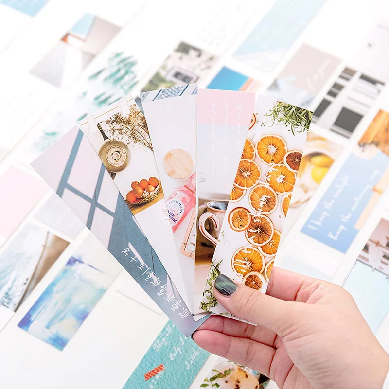 

30Pcs/Box Modern Creative Bookmarks Novelty Fruit Paper Bookmarks Book Markers For Girls Gifts School Office Supplies Stationery