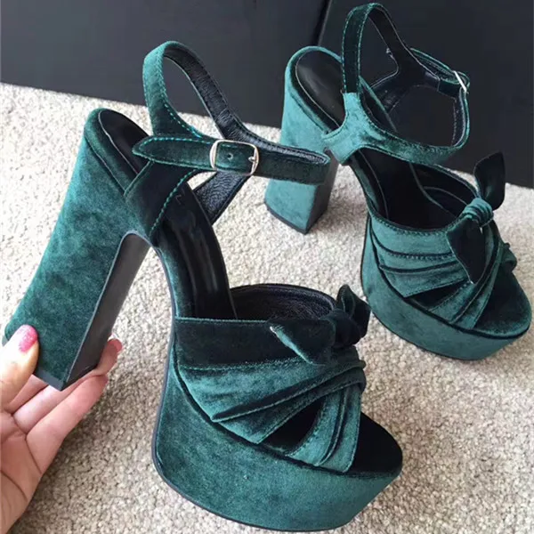 

2018 Hot Summer Shoes Woman Sandals Super High Square Heels Platform Butterfly-knot Design Sandals Party Sexy Tipe Shoes Woman