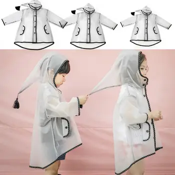

2-6 Years Old Children Rain Jacket Raincoats Cute Cloak Waterproof Kids Girls Hooded Tassel Transparent Summer Tour Rain Gear