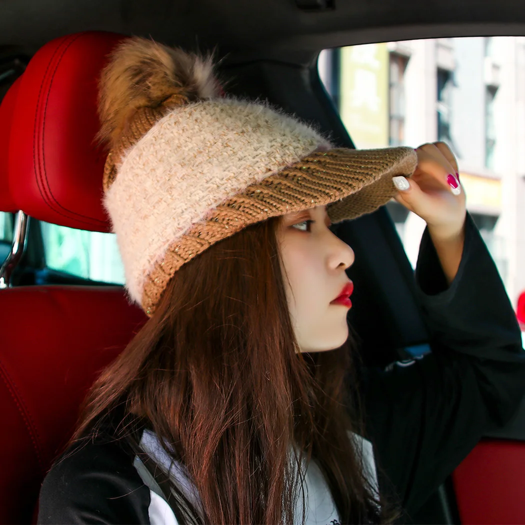 Winter Thick Warm Snapback Caps Pom Poms Baseball Hats For Women Girls