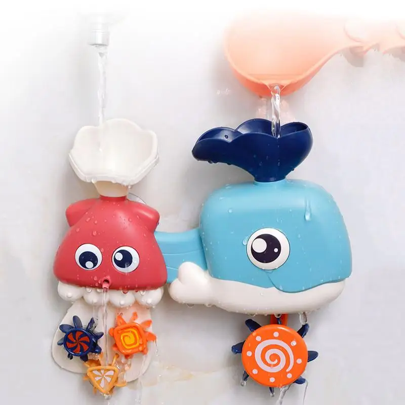 

Baby Bath Water Toy Spinning Suction Cup Gears Children's Bathroom Whale Octopus Shower Spray