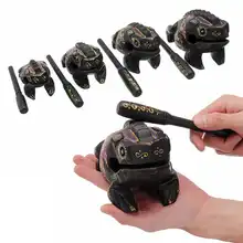 Деревянные животные деньги Lucky F rog ручной резной детский музыкальный инструмент Ударная игрушка подарок украшения