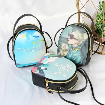 

030819 new hot lady girl mini cartoon printing shoulder bag