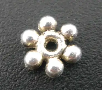 

200PCs Silver Color Daisy Spacers Beads Findings 6x6mm (B02876)