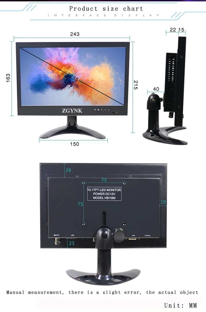 10 дюймовый светодиодный безопасности ЖК-дисплей монитор HDMI монитора компьютера BNC интерфейс HD монитор