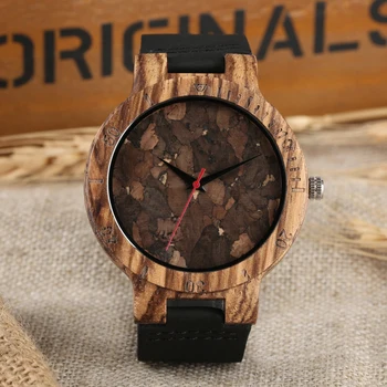 

Men Wood Watch Soft Leather Band Quartz Wooden Watches Round Dial Natural Handmade Wood Wrist Watch for Men Women
