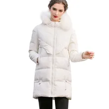Women Winter White Big Fur Collar Duck Down Parka Warm Coat Jacket Female 2019 New Fashion Vintage Over The Knee Outerwear HJ63 цена Women Winter White Big Fur Collar Duck Down Parka Warm Coat Jacket Female 2019 New Fashion Vintage Over The Knee Outerwear HJ63 цены онлайн