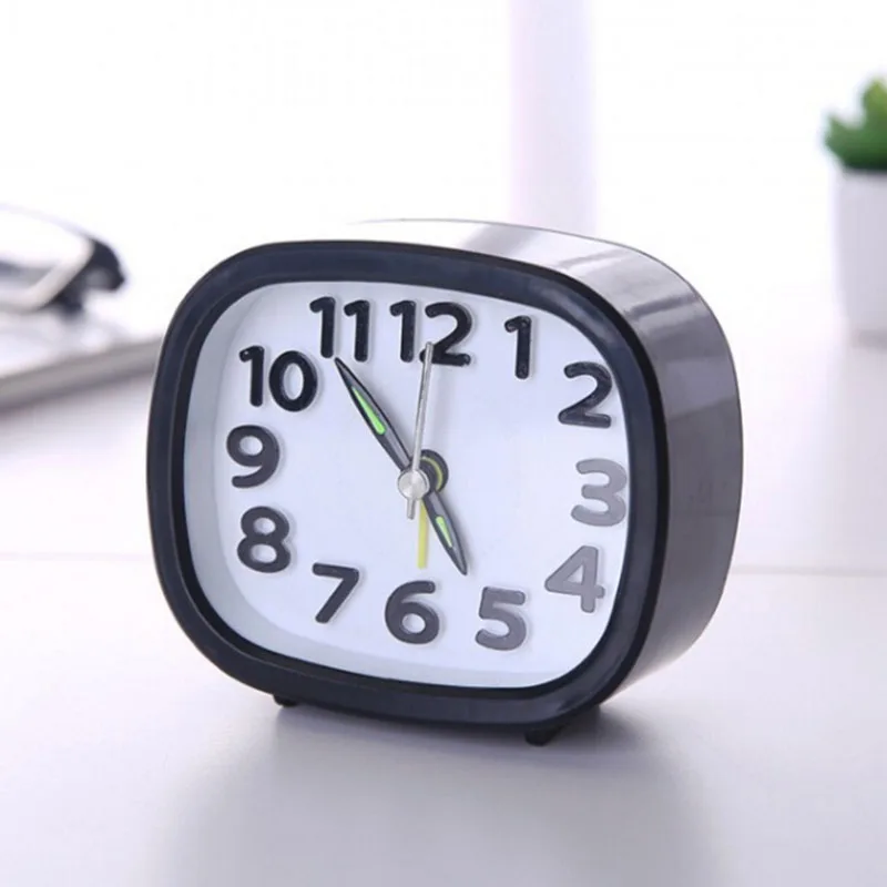 Rectangle/Square/Round Shape Small Quartz Alarm Clock Bed Compact Stylish Accs
