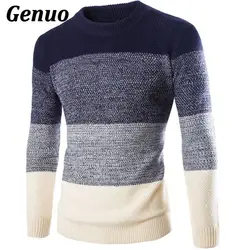 Patchwork Sweater Men 2018 Thickening Pullover Sweater Male O-Neck Color Block Slim Fit Knitting Sweaters Men Pullover Genuo Patchwork Sweater Men 2018 Thickening Pullover Sweater Male O-Neck Color Block Slim Fit Knitting Sweaters Men Pullover Genuo
