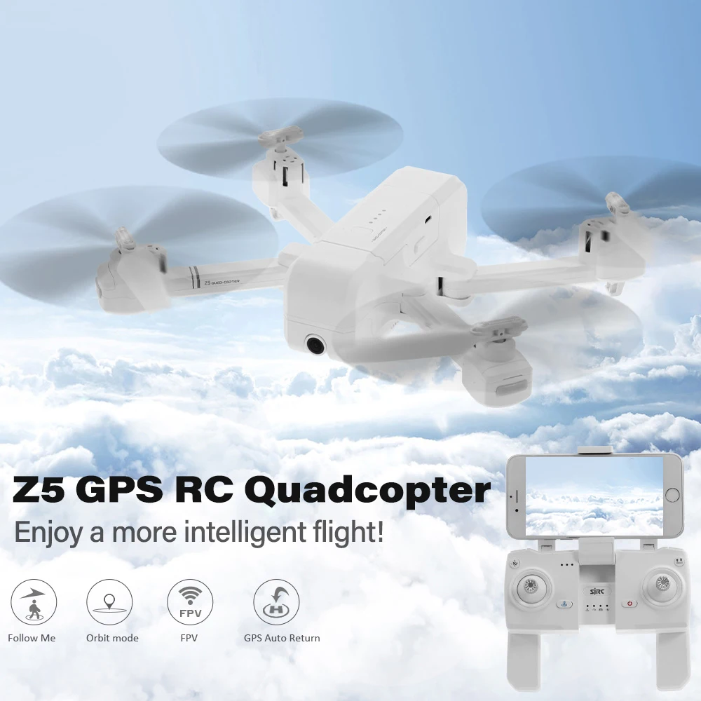 

Drone GPS RC Drone with Camera 1080P Z5 Wide-angle Wifi FPV Auto Return Follow Me Gesture Photo RC Quadcopter One Battery