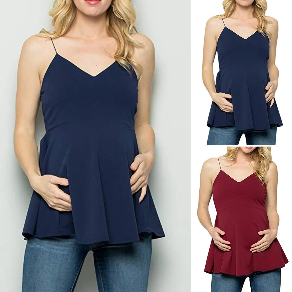 

MUQGEW maternity clothes pregnant shirt Women Maternity Sleeveless V-neck Pregnancy Nursing Baby Tops Vest Blouse enfermeria