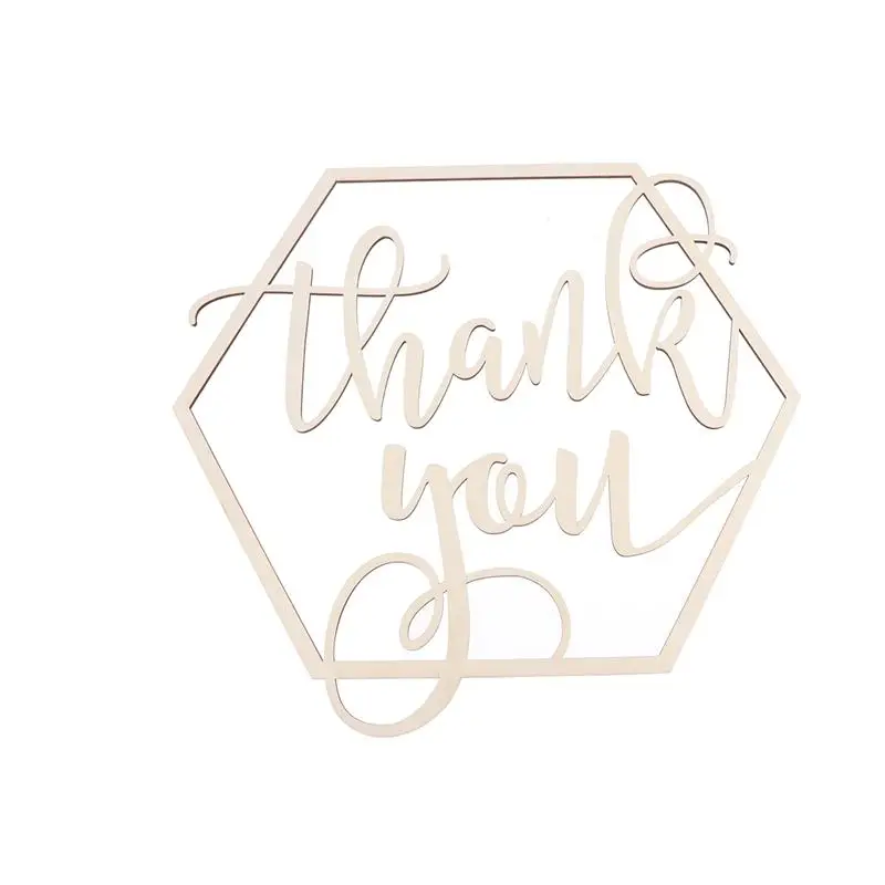 Шестиугольный знак для свадебной фотосъемки с надписью Thank You деревянный