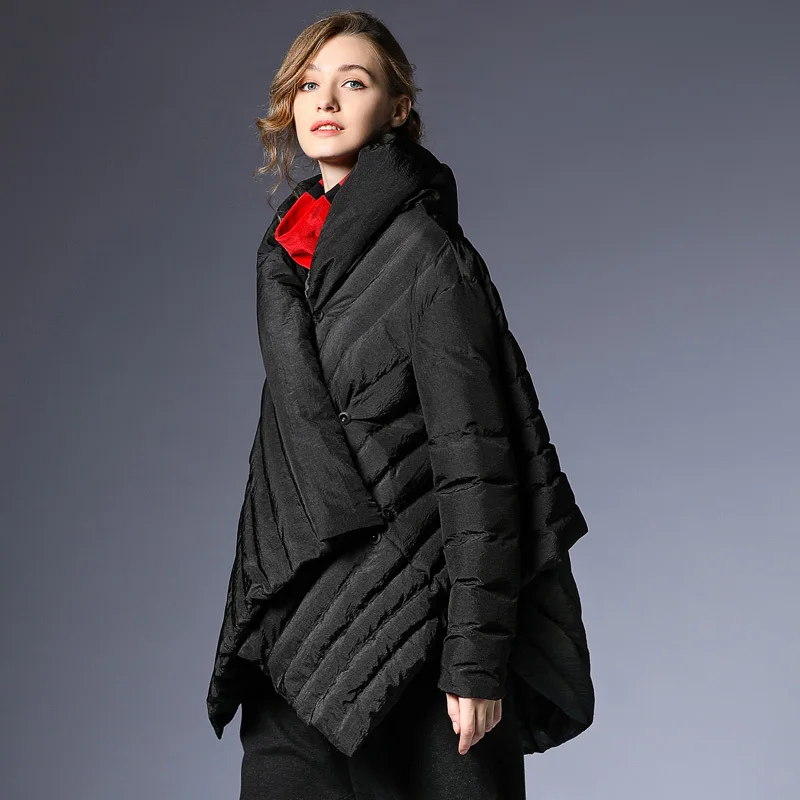 eam Plissé Côté Manteau Le156 rembourré Unique Black Manches Longues Spliced À Femme Gris Printemps gray Col 2019 Stand Poitrine Noir Coton Fvqx16nFS