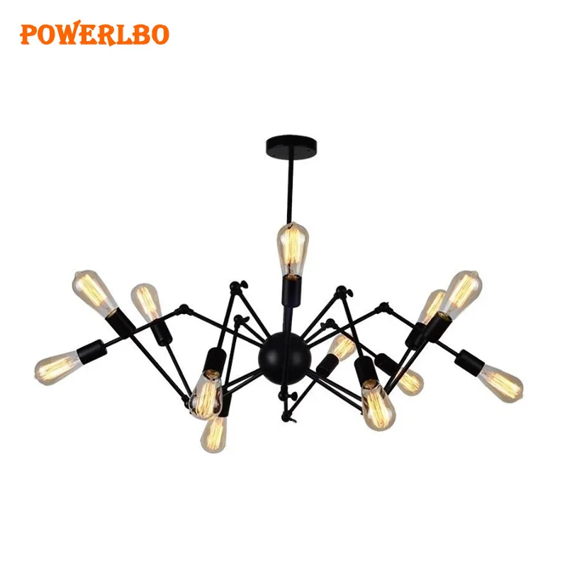 

Powerlbo Spider lamp chandelier luminaria industrial decor with rotatable rod for dining room living room