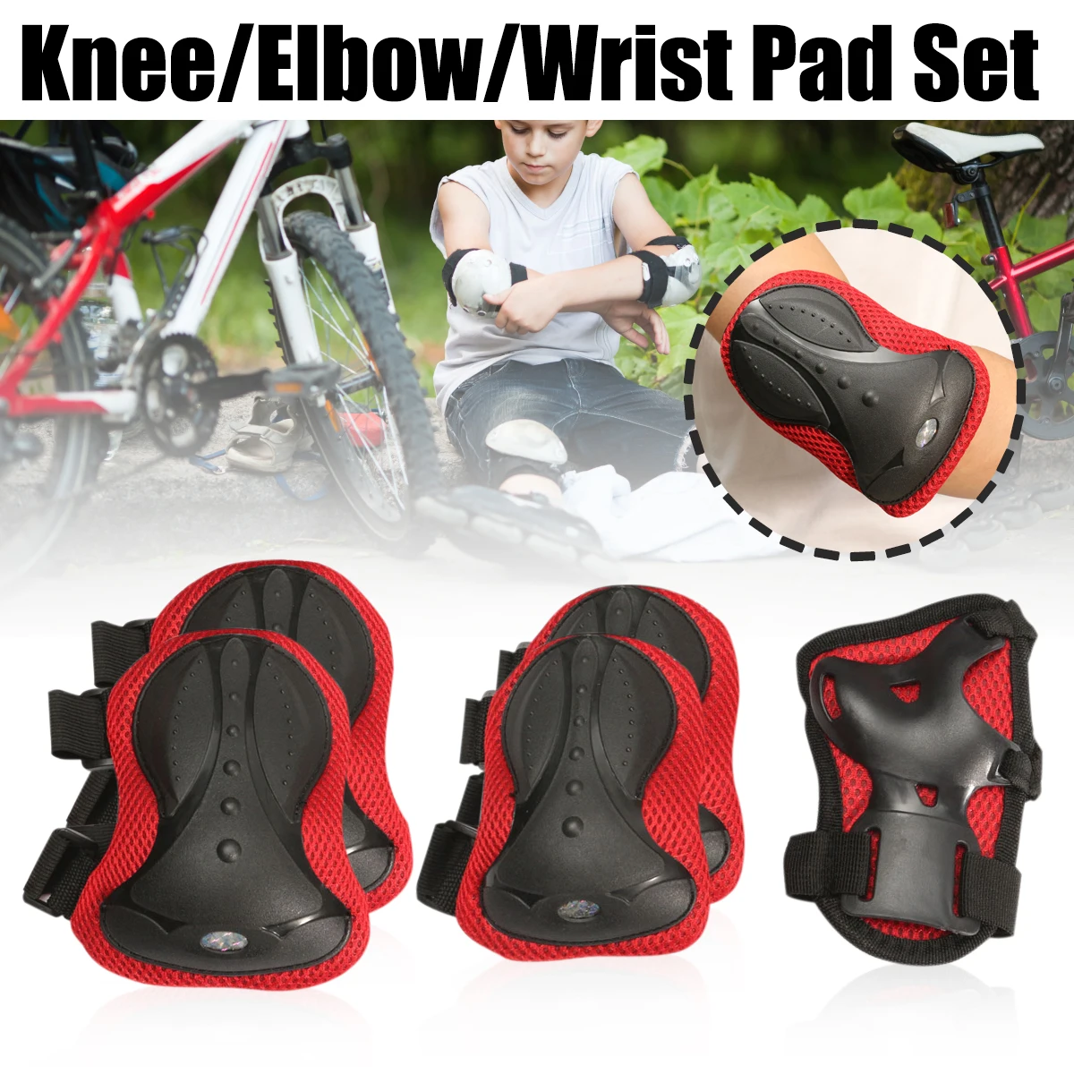 6Pcs Skateboard Protective Gear Set Knee Elbow Pads Wrist Protector